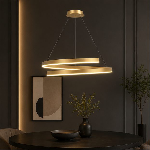 Royaleva Artistic Spiral Chandelier - Round Ceiling Lighting Fixtures for Modern Spaces