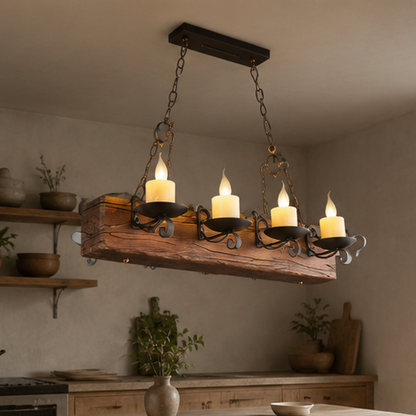 Royaleva Antique Industrial Wood LED Ceiling Light - Pendant Lamps For Vintage Home Decor