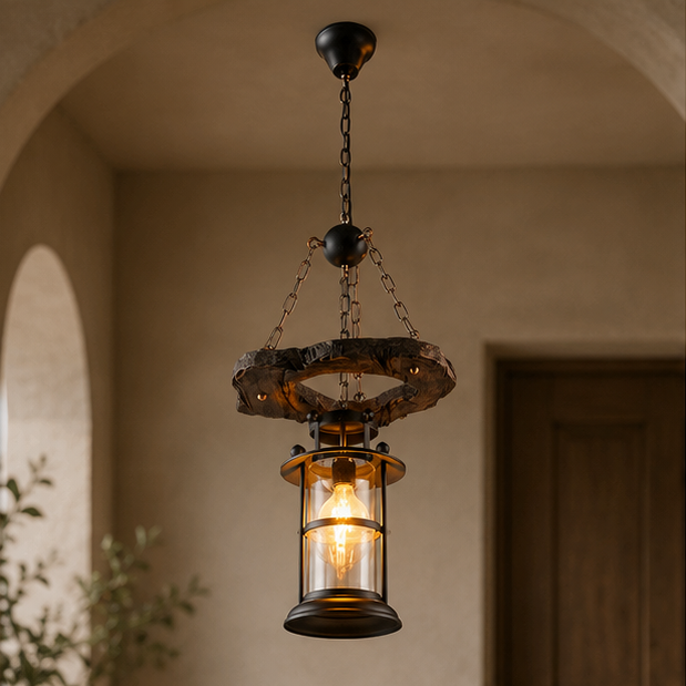 Royaleva Antique Industrial Wood LED Ceiling Light - Pendant Lamps For Vintage Home Decor