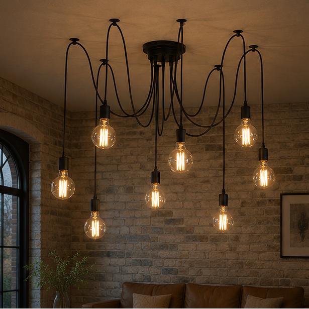 RoyaleGlow Industrial Vintage Pendant Chandelier for Home Decor