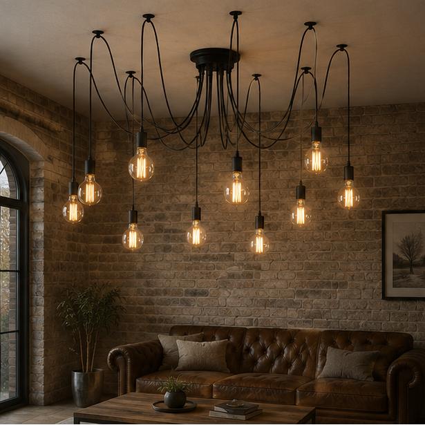 RoyaleGlow Industrial Vintage Pendant Chandelier for Home Decor