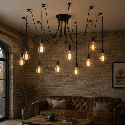RoyaleGlow Industrial Vintage Pendant Chandelier for Home Decor