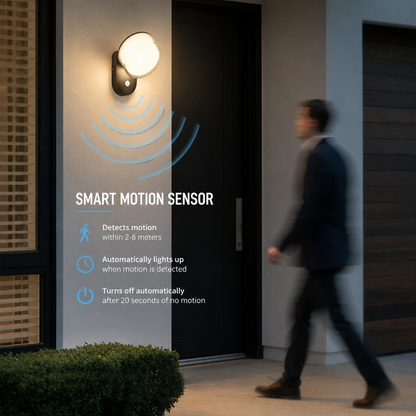 RoyaleGlow Outdoor Waterproof  Wall Light with Motion Sensor for Garden, Fence, Patio & Balcony