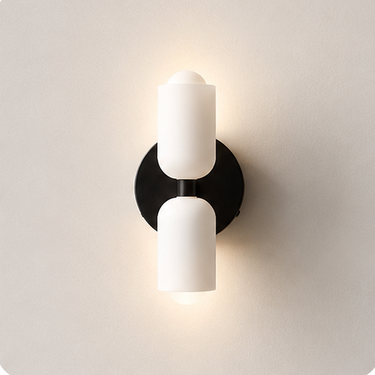 RoyaleGlow Double Head Wall Sconce - Vintage Glass Wall Light for Bedside, Dining & Hallway