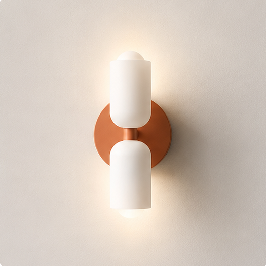 RoyaleGlow Double Head Wall Sconce - Vintage Glass Wall Light for Bedside, Dining & Hallway
