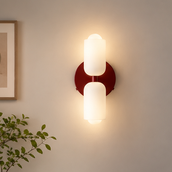 RoyaleGlow Double Head Wall Sconce - Vintage Glass Wall Light for Bedside, Dining & Hallway