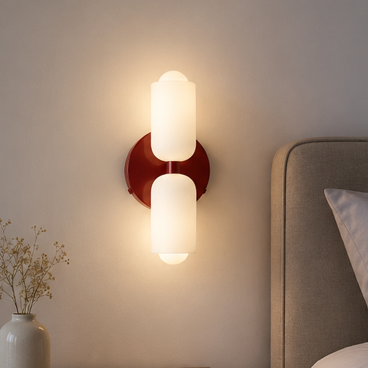 RoyaleGlow Double Head Wall Sconce - Vintage Glass Wall Light for Bedside, Dining & Hallway