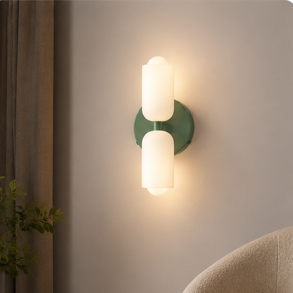 RoyaleGlow Double Head Wall Sconce - Vintage Glass Wall Light for Bedside, Dining & Hallway