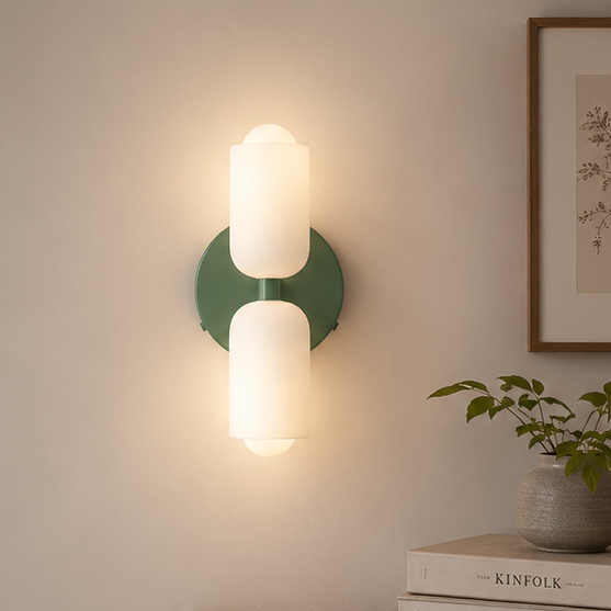 RoyaleGlow Double Head Wall Sconce - Vintage Glass Wall Light for Bedside, Dining & Hallway