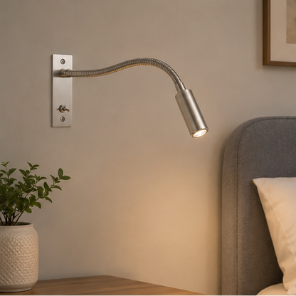 Royallure Adjustable Reading Light for Bedside - Wall Mounted Gooseneck Wall Lamp