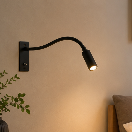 Royallure Adjustable Reading Light for Bedside - Wall Mounted Gooseneck Wall Lamp