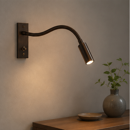 Royallure Adjustable Reading Light for Bedside - Wall Mounted Gooseneck Wall Lamp
