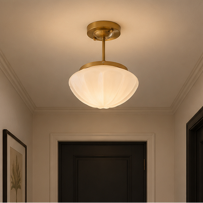 Royallure White Jade Glass Chandelier with Antique Copper Finish for Living Room & Entryway
