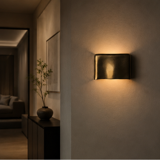 RoyaleGlow Modern Gold Curved LED Wall Light Waterproof Up Down Sconce