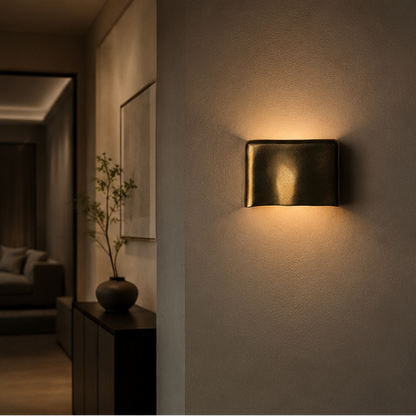 RoyaleGlow Modern Gold Curved LED Wall Light Waterproof Up Down Sconce