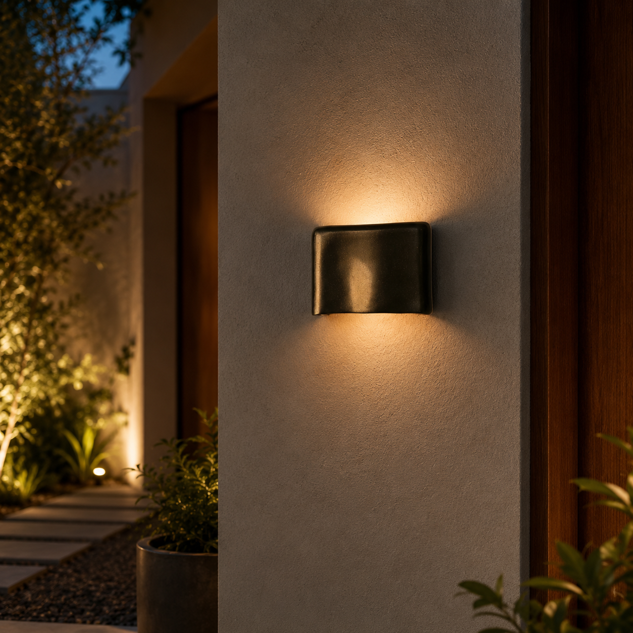 RoyaleGlow Modern Gold Curved LED Wall Light Waterproof Up Down Sconce