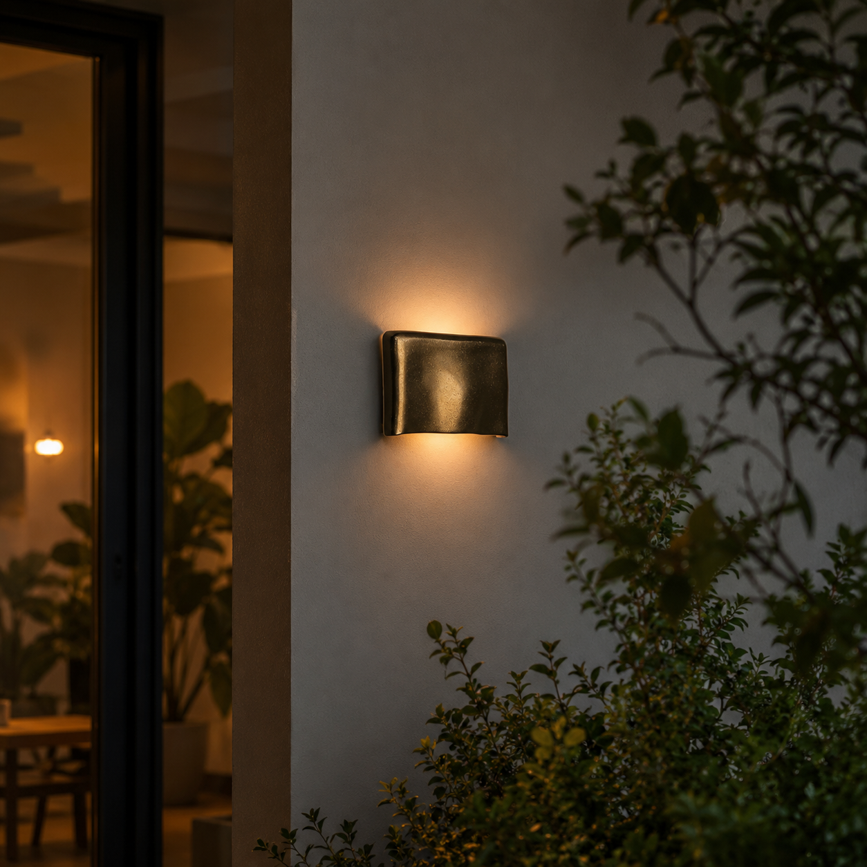 RoyaleGlow Modern Gold Curved LED Wall Light Waterproof Up Down Sconce