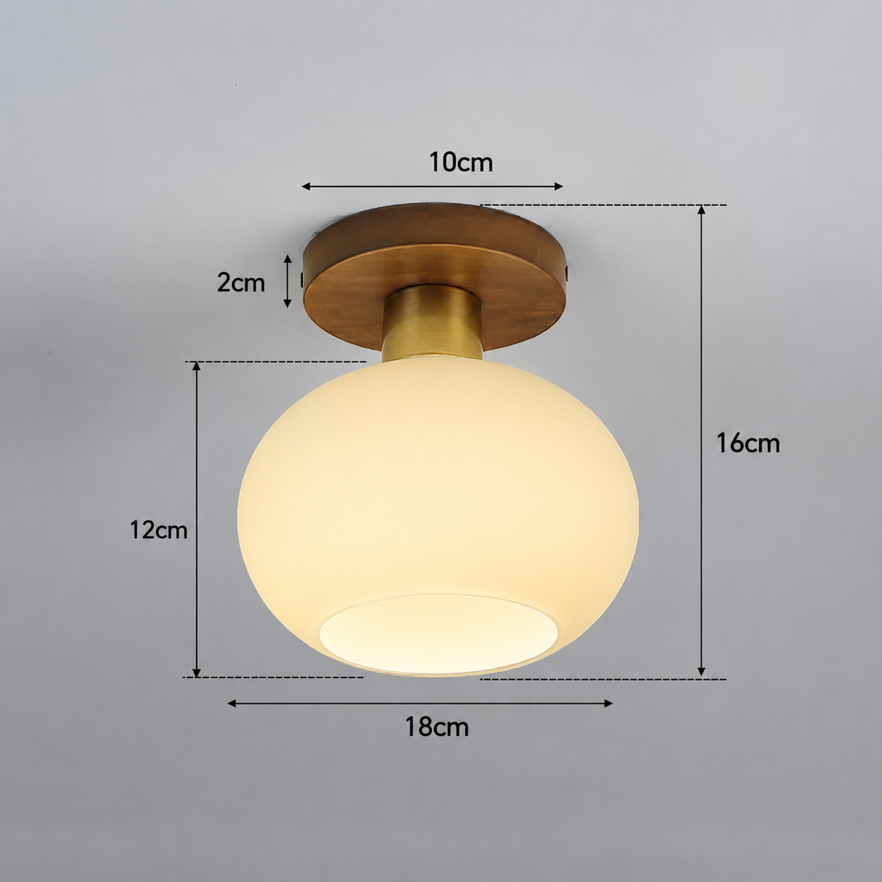 RoyaleGlow Modern Opal Glass Flush Mount Ceiling Light with Walnut & Copper Accents