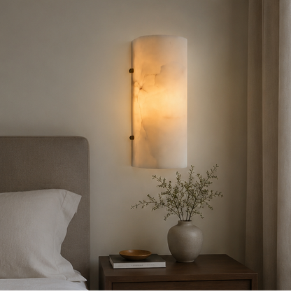 LuxRoyale Alabaster Wall Sconce - Modern Natural Stone Light for Elegant Interiors