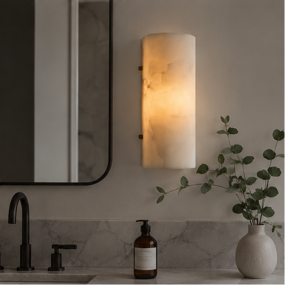 LuxRoyale Alabaster Wall Sconce - Modern Natural Stone Light for Elegant Interiors