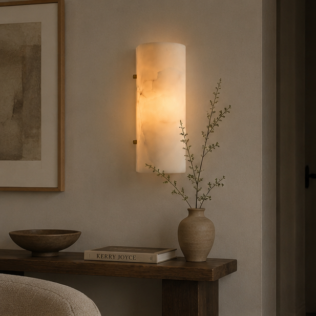 LuxRoyale Alabaster Wall Sconce - Modern Natural Stone Light for Elegant Interiors