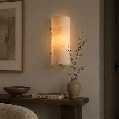 LuxRoyale Alabaster Wall Sconce - Modern Natural Stone Light for Elegant Interiors