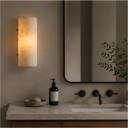 LuxRoyale Alabaster Wall Sconce - Modern Natural Stone Light for Elegant Interiors