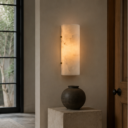 LuxRoyale Alabaster Wall Sconce - Modern Natural Stone Light for Elegant Interiors