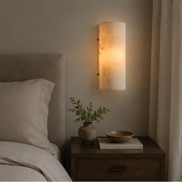 LuxRoyale Alabaster Wall Sconce - Modern Natural Stone Light for Elegant Interiors