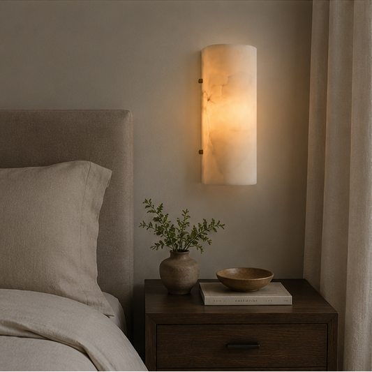 LuxRoyale Alabaster Wall Sconce - Modern Natural Stone Light for Elegant Interiors
