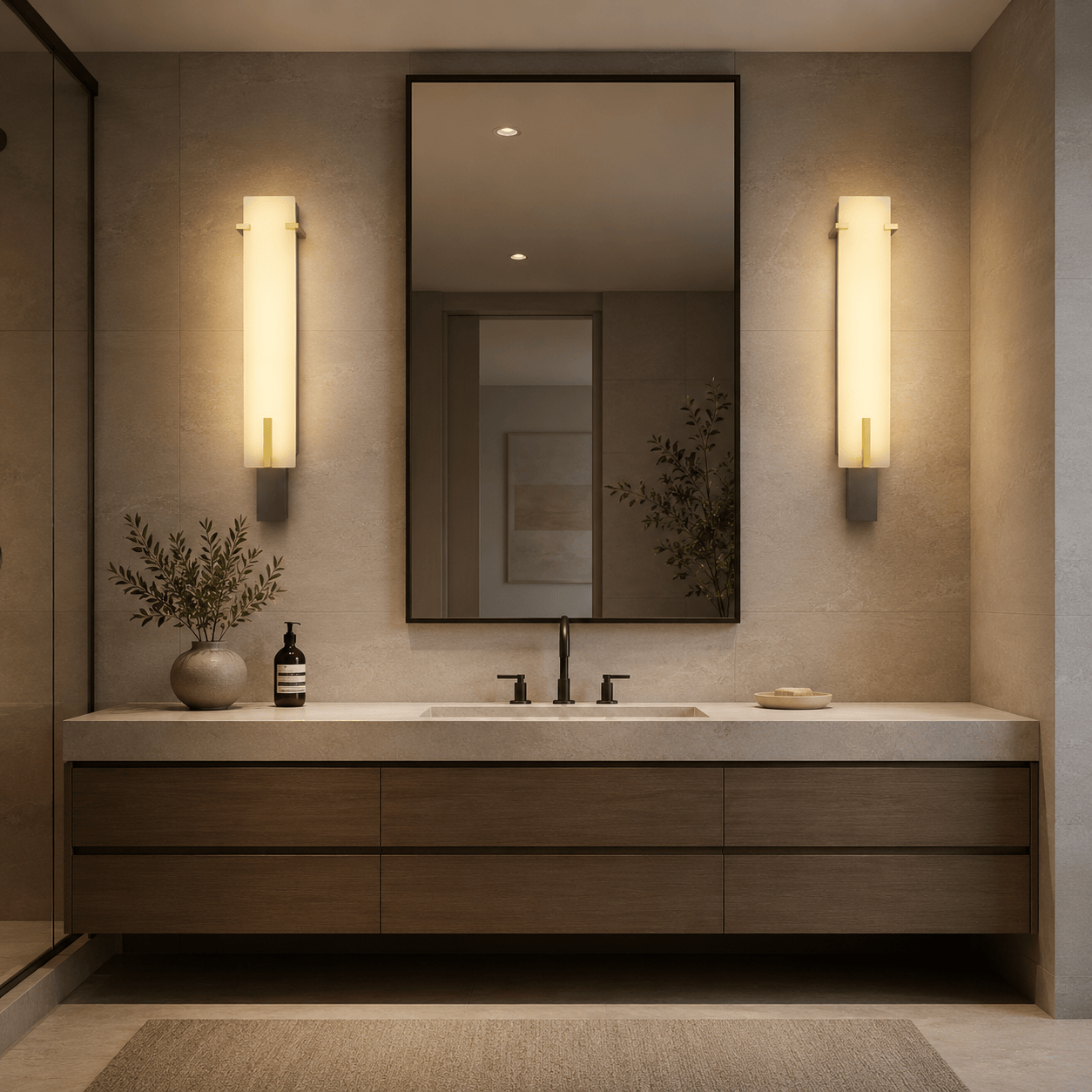 RoyaleGlow Modern Alabaster Wall Sconce - Natural Stone & Brass LED Light