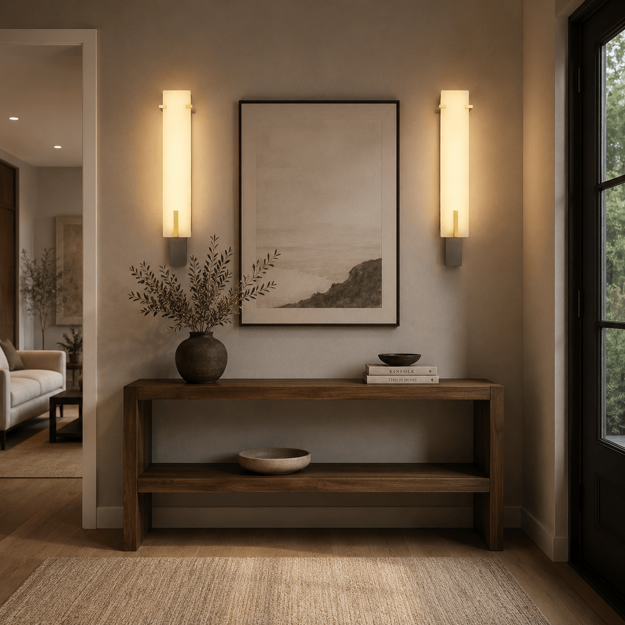 RoyaleGlow Modern Alabaster Wall Sconce - Natural Stone & Brass LED Light