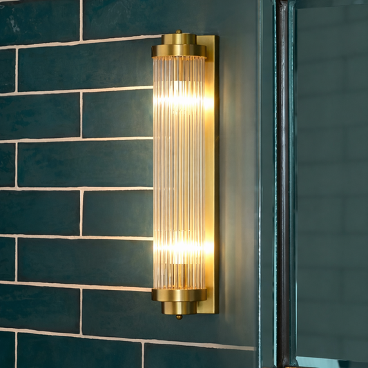 Royallure Art Deco Brass Wall Light Sconce for Bathroom and Living Room Illumination
