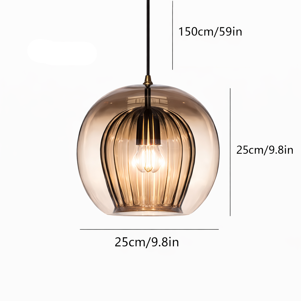 Royelux June Glass Globe Pendant Light, Modern Hanging Lamp for Kitchen and Living Room