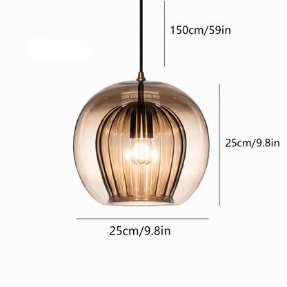 Royelux June Glass Globe Pendant Light, Modern Hanging Lamp for Kitchen and Living Room