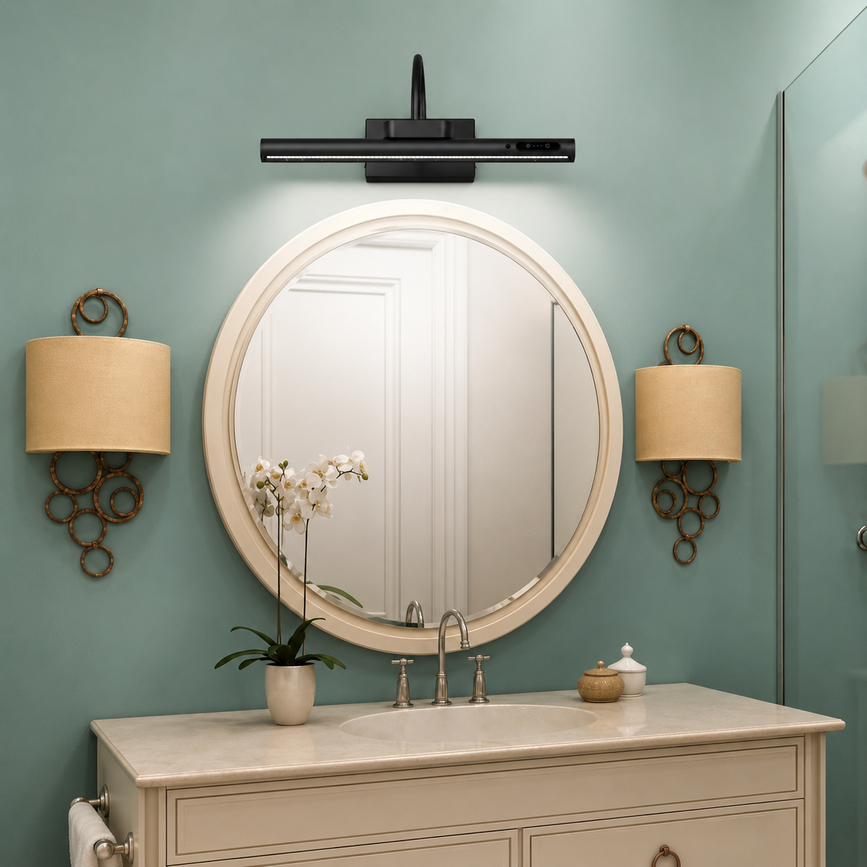 Lumora Elegant Gold LED Picture Light with Remote Dimmable