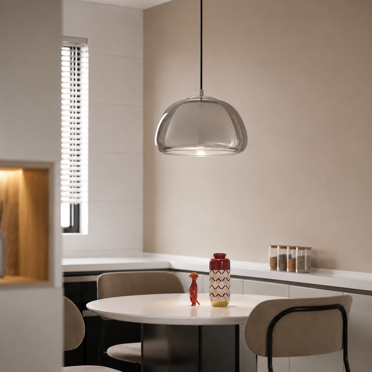 Lumora Amber Glass Designer Pendant Light with Adjustable Cable