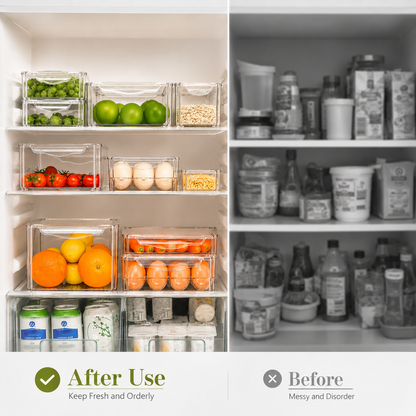 LuxRoyale Premium Clear Refrigerator Organizer Bins, Stackable Food Storage Set of 10