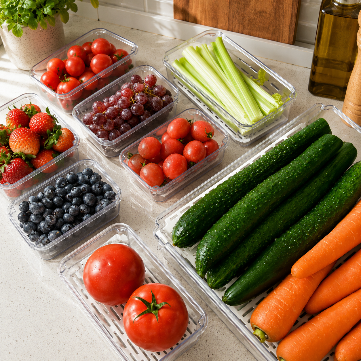 LuxRoyale Premium Clear Refrigerator Organizer Bins, Stackable Food Storage Set of 10
