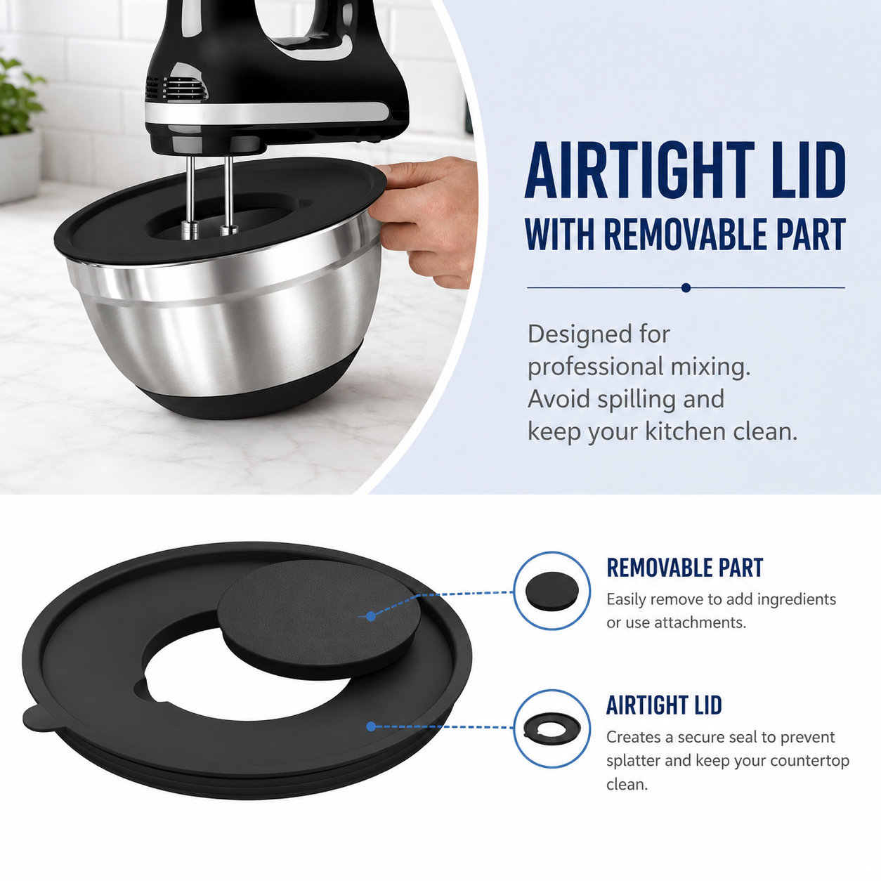 Rayvia Professional Stainless Steel Mixing Bowl Set with Airtight Lids & Graters