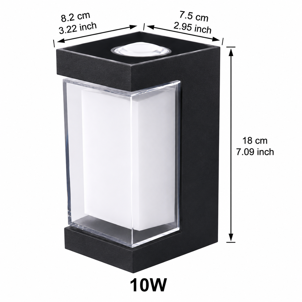RoyaleGlow Modern Black Aluminum Outdoor Wall Light, Up Down IP65 Rated