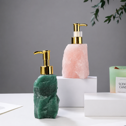 Royaleva Artisan Crystal Gravel Soap Dispenser with Gold Pump