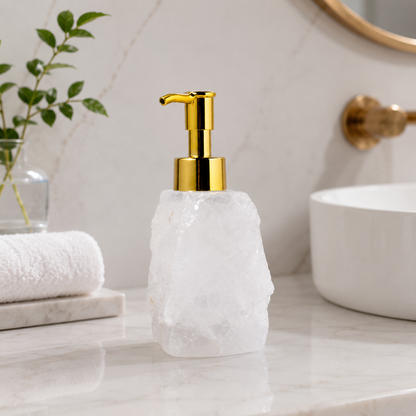 Royaleva Artisan Crystal Gravel Soap Dispenser with Gold Pump