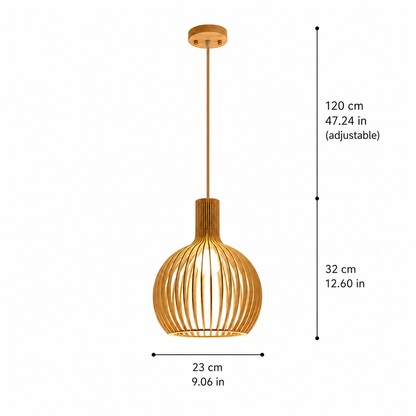 Royelux Modern Slatted Wooden Pendant Light for Dining Room Ambiance