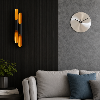 Royaleva Minimalist Olive Stainless Steel Wall Clock, Silent Quartz Movement