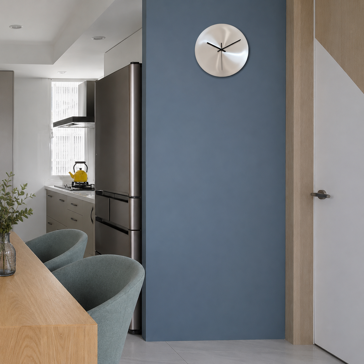 Royaleva Minimalist Olive Stainless Steel Wall Clock, Silent Quartz Movement