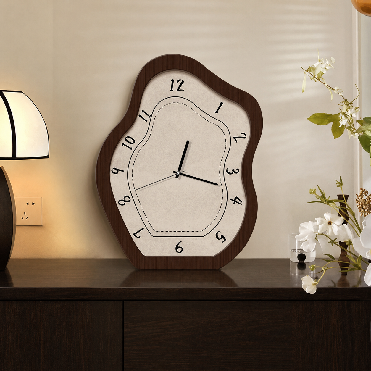 Royaleva Sculptural Wavy Wood Wall Clock, Silent Quartz Movement