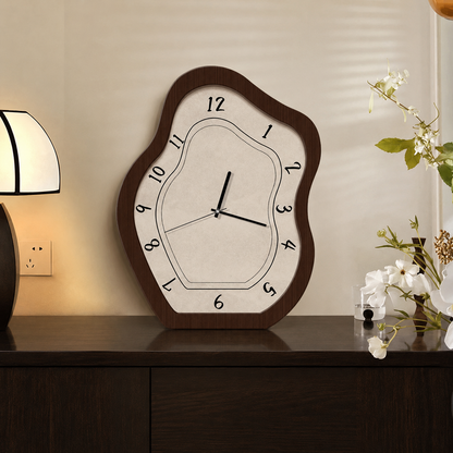 Royaleva Sculptural Wavy Wood Wall Clock, Silent Quartz Movement