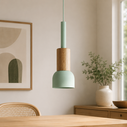 Royaleva Modern Scandinavian Oak & Aluminum Dome Pendant Light