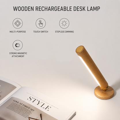 LuxRoyale Minimalist Natural Wood LED Wall Sconce with Adjustable Ambient Light